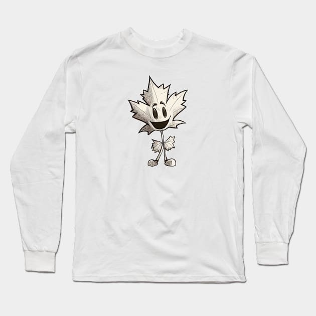 Retro cartoon maple leaf Long Sleeve T-Shirt by stkUA